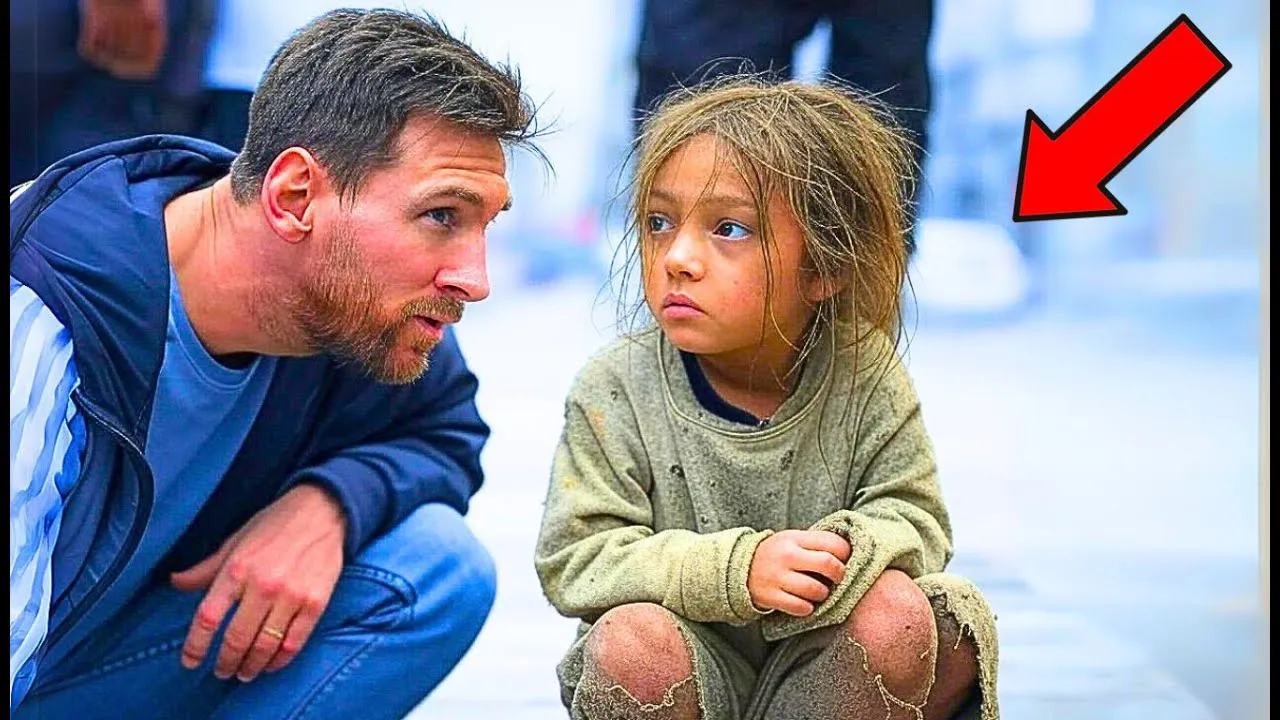 Messi Ayuda a una Niña Necesitada Frente a un Restaurante de Lujo